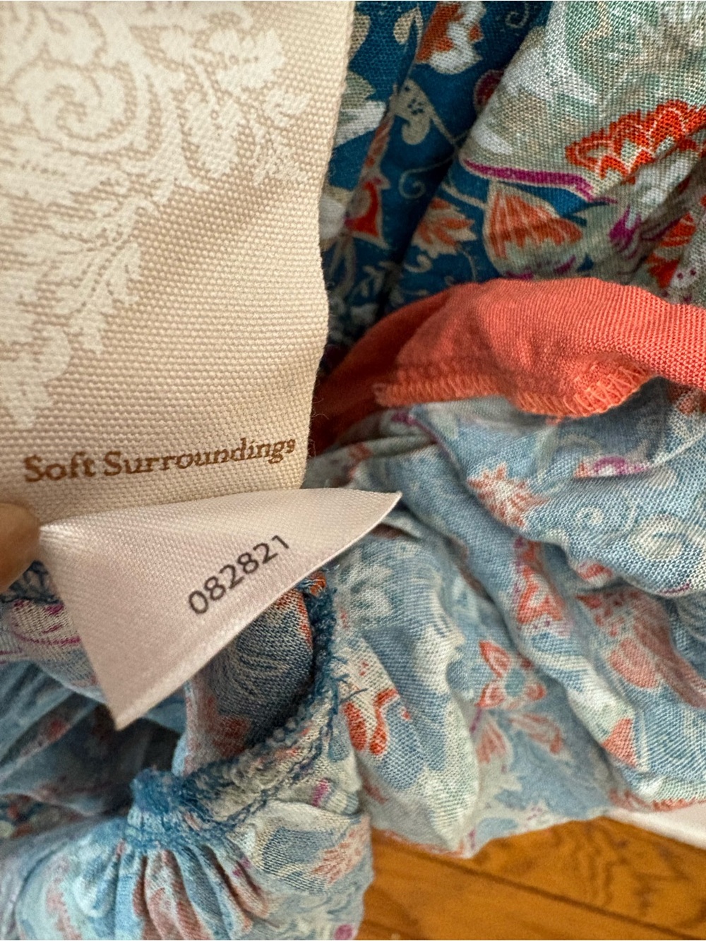 Soft Surroundings Kara Teal Maxi Dress with Coral & Cream flowers S - Picture 7 of 9
